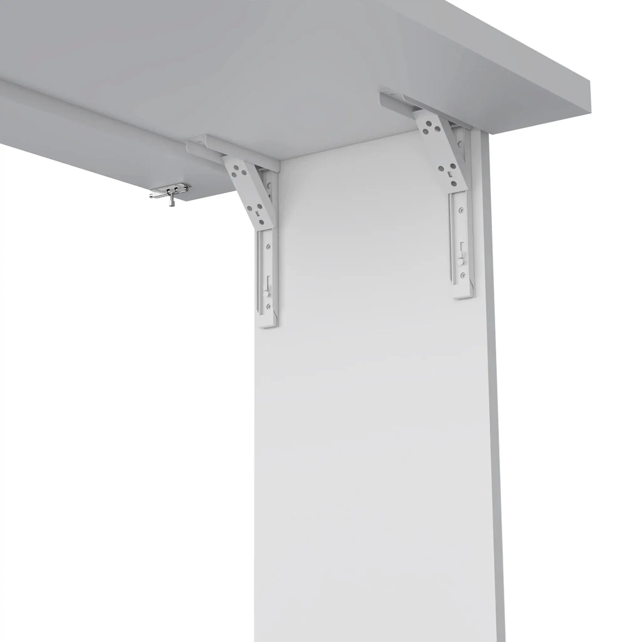 Wall Foldable Table With Multiple Shelves - White by Unique Piece Furniture