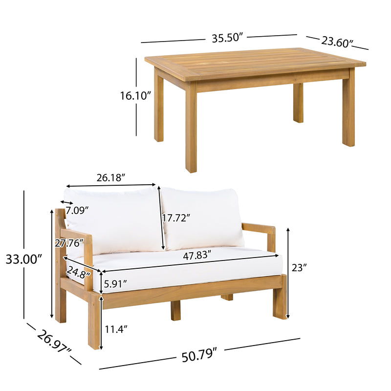 Outdoor 2-Piece Acacia Wood Patio Chat Set by HouseOfZazla