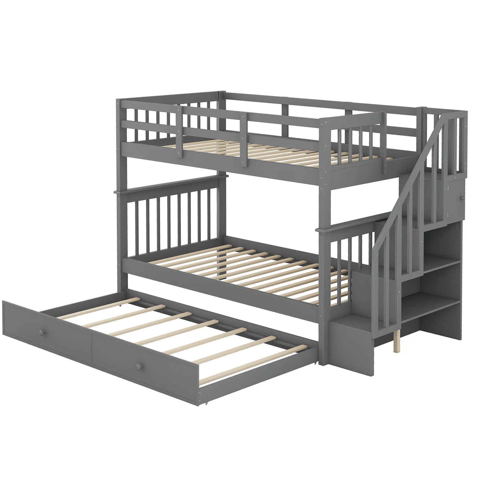 Stairway Bunk Bed With Storage And Guard Rail For Bedroom by Unique Piece Furniture