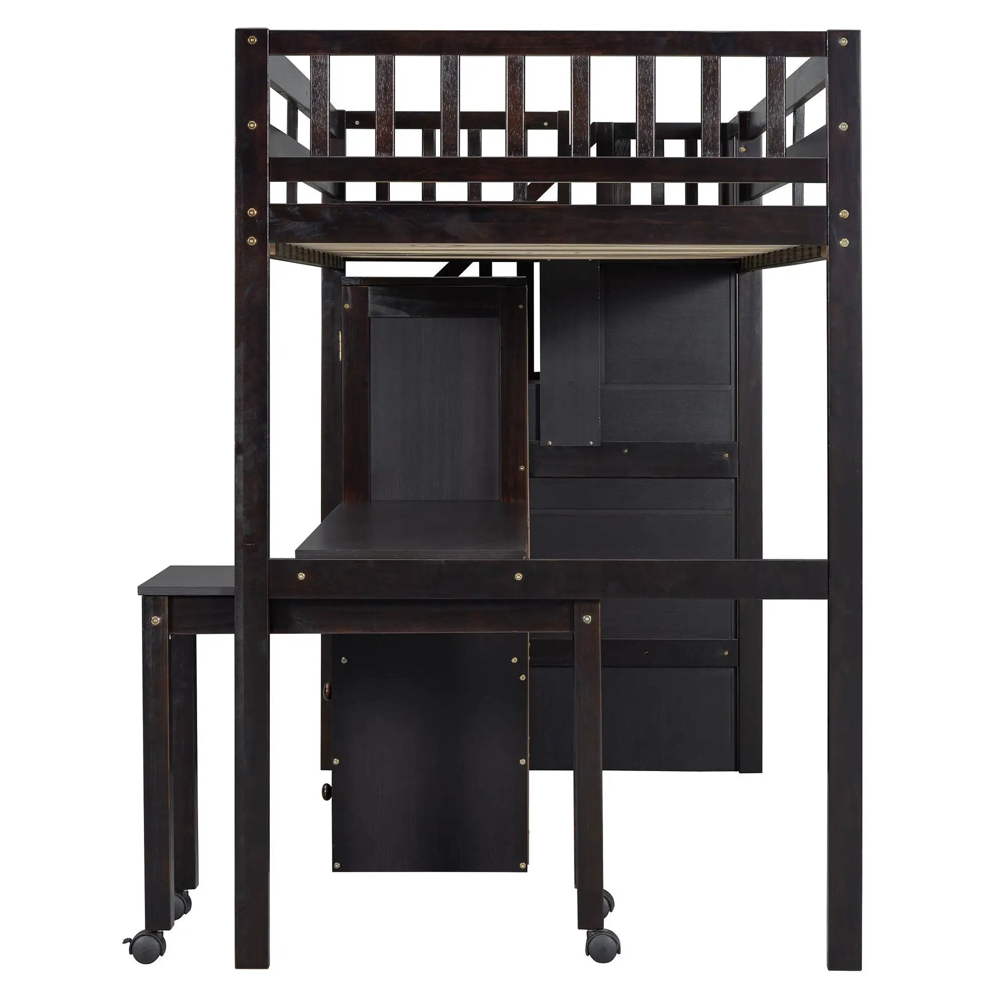 Loft Bed With Stairs, Bookshelf, Drawers, Desk & Wardrobe, Space Saving Multifunctional Furniture by HouseOfZazla
