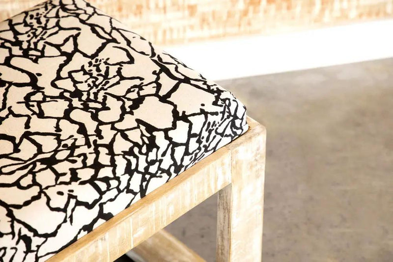 Aiden Fabric Upholstered Accent Bench Distressed White by Unique Piece Furniture