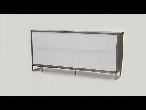 Paavan - Console Cabinet - White Marble Print Oak & Champagne by Unique Piece Furniture