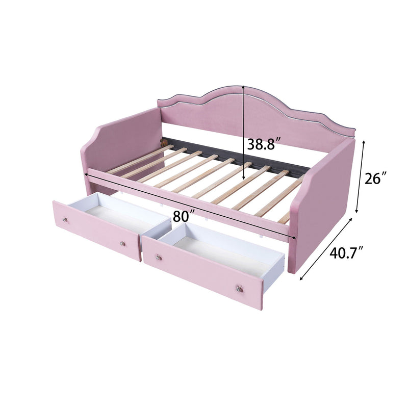 Upholstered Daybed With LED Lights And 2 Drawersme by HouseOfZazla