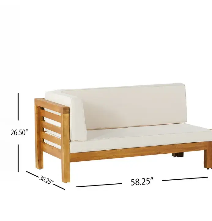 OANA Outdoor Wooden Sectional Set with Cushions, Beige by HouseOfZazla