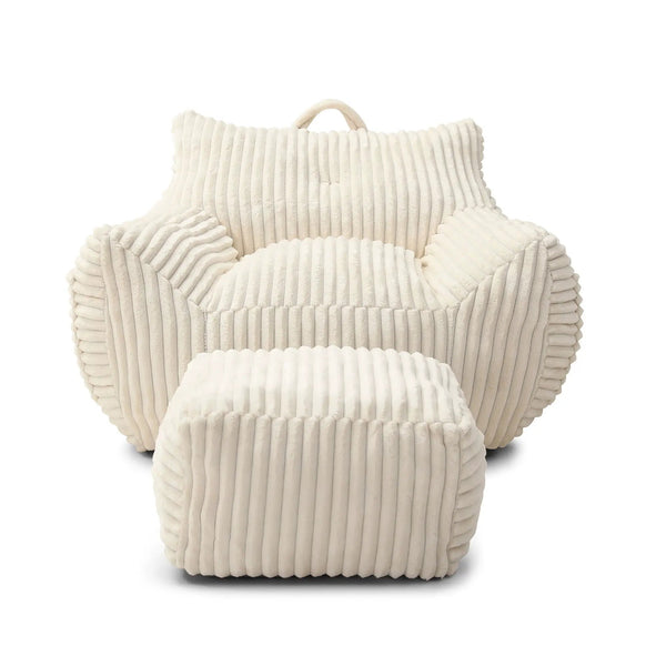 Giant Bean Bag Chair With Armrests And Footstool