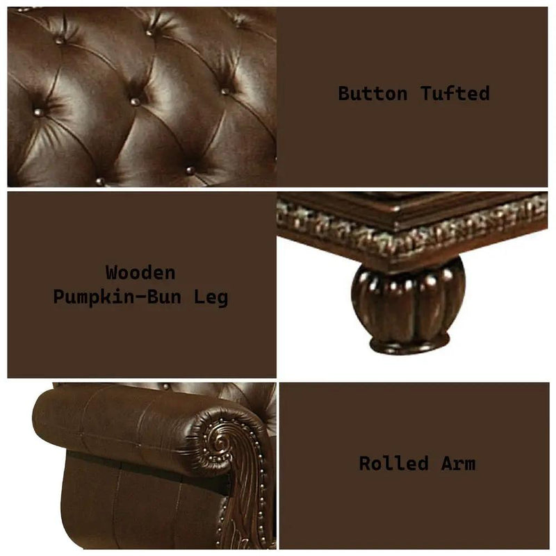 Anondale - Loveseat - Espresso Top Grain Leather Match & Cherry by Unique Piece Furniture