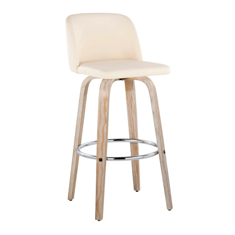 Toriano - Contemporary Fixed Height Barstool With Swivel & Round Footrest (Set of 2) by HouseOfZazla