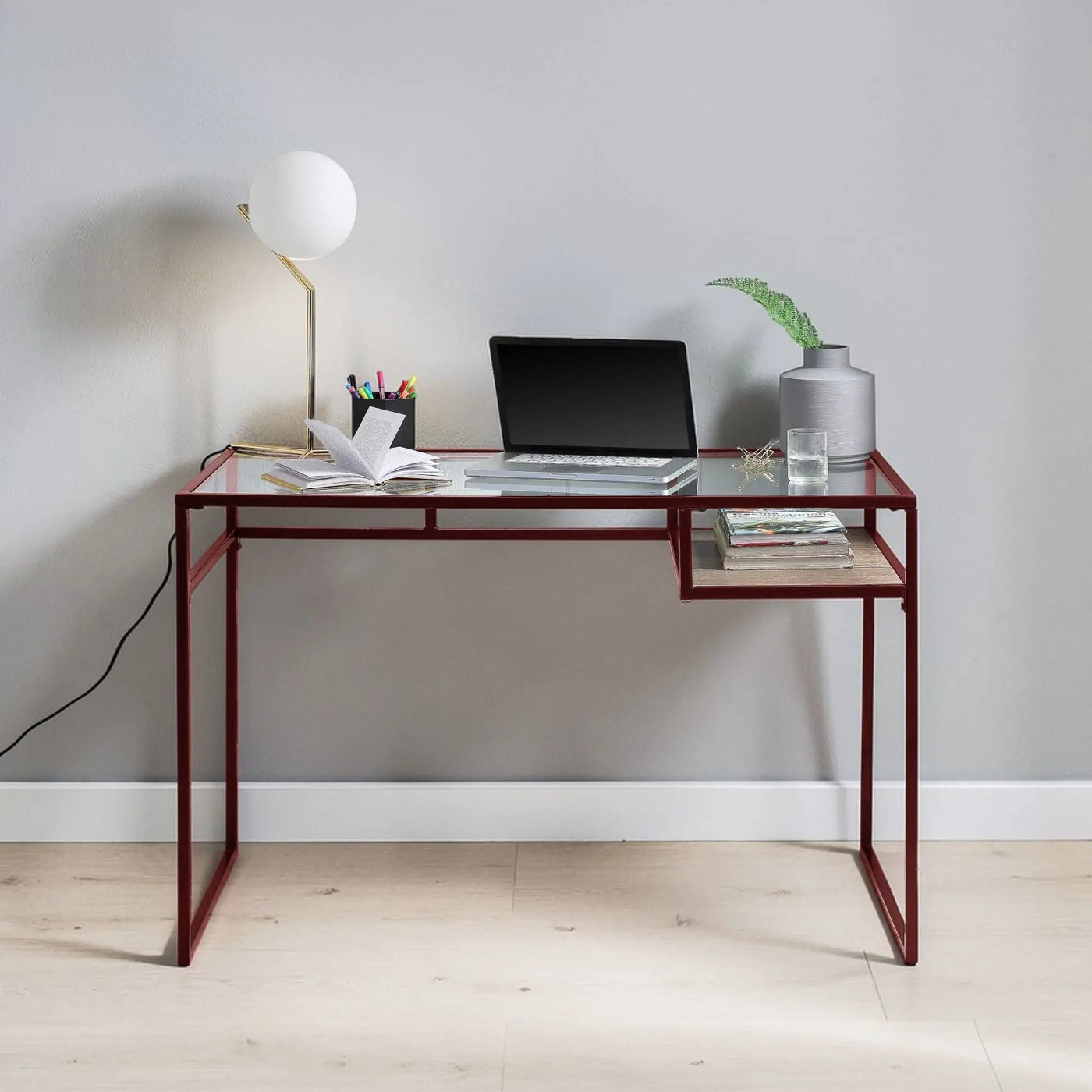 Yasin - Glass Top Writing Desk by Unique Piece Furniture