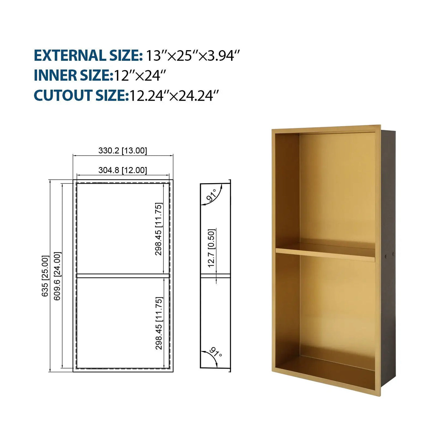 Modern Stainless Steel Shower Niche Double Shelf For Bathroom by HouseOfZazla