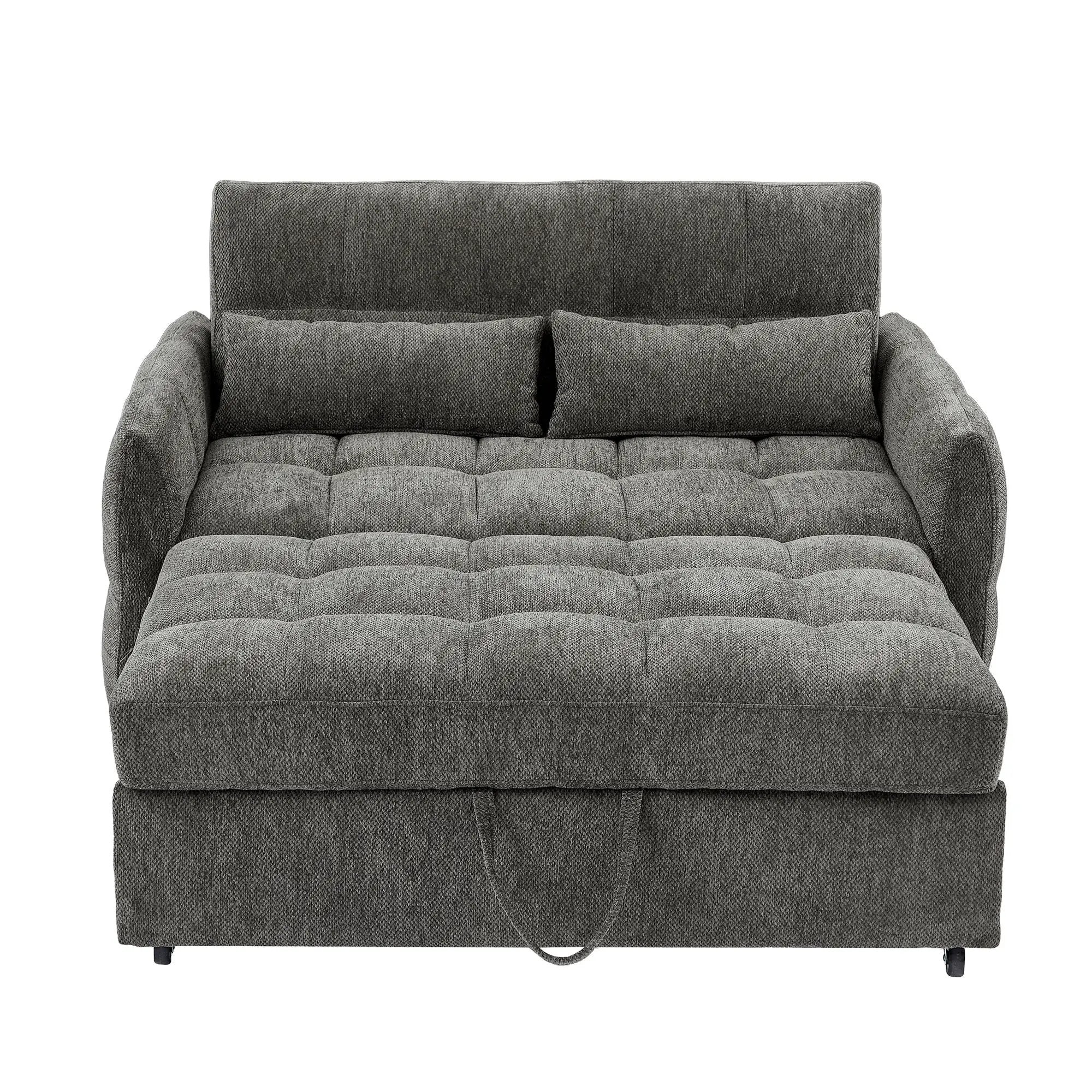 Loveseat Sofa Pull-Out Bed With Adjustable Backrest, 3 USB Ports And 2 Lumbar Pillows For Living Room by HouseOfZazla