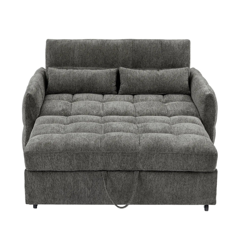 Loveseat Sofa Pull-Out Bed With Adjustable Backrest, 3 USB Ports And 2 Lumbar Pillows For Living Room by HouseOfZazla