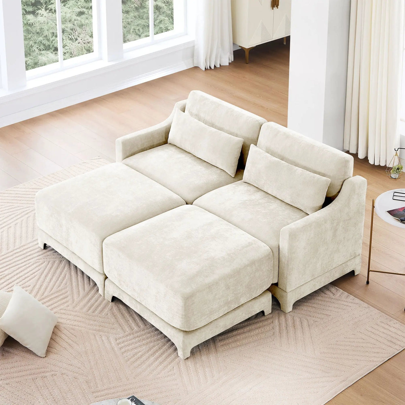 Stylish Sofa With Ottoman And Lumbar Pillows, Ergonomic Design by Unique Piece Furniture
