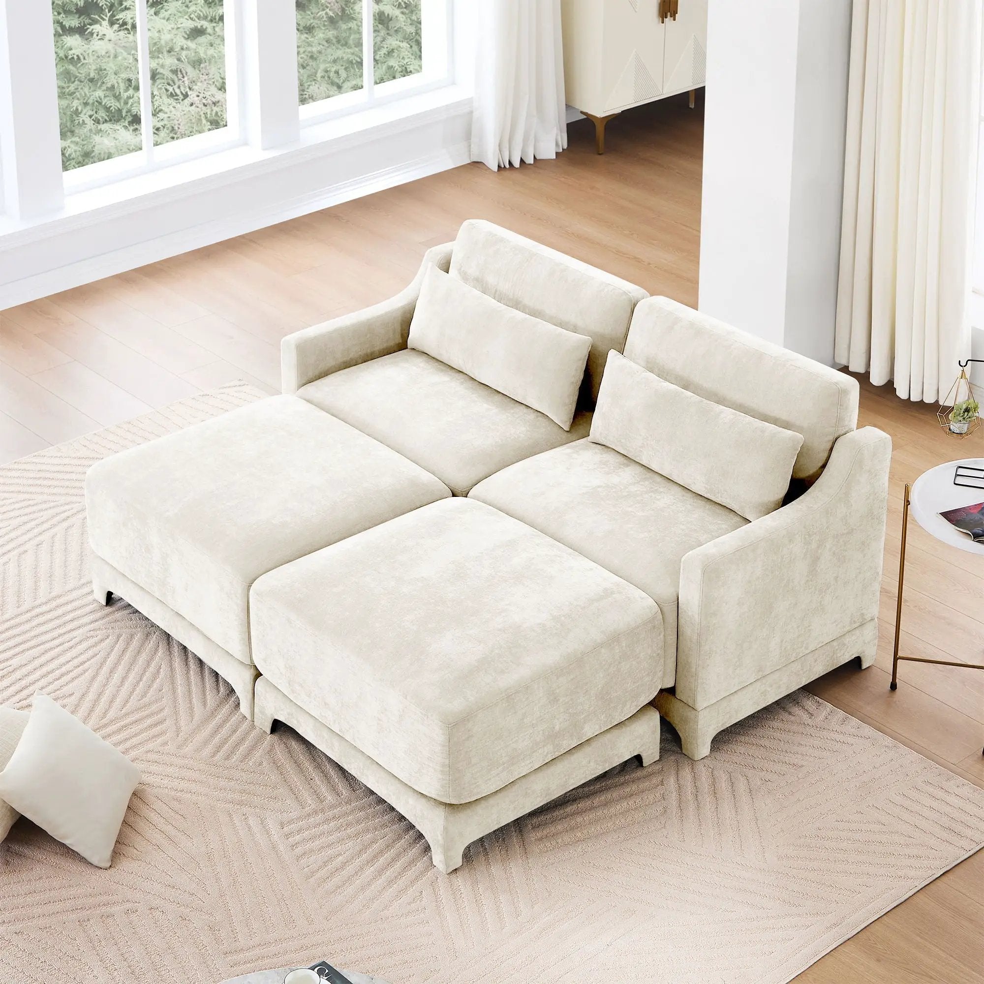 Stylish Sofa With Ottoman And Lumbar Pillows, Ergonomic Design by Unique Piece Furniture