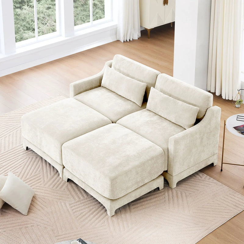 Stylish Sofa With Ottoman And Lumbar Pillows, Ergonomic Design by HouseOfZazla