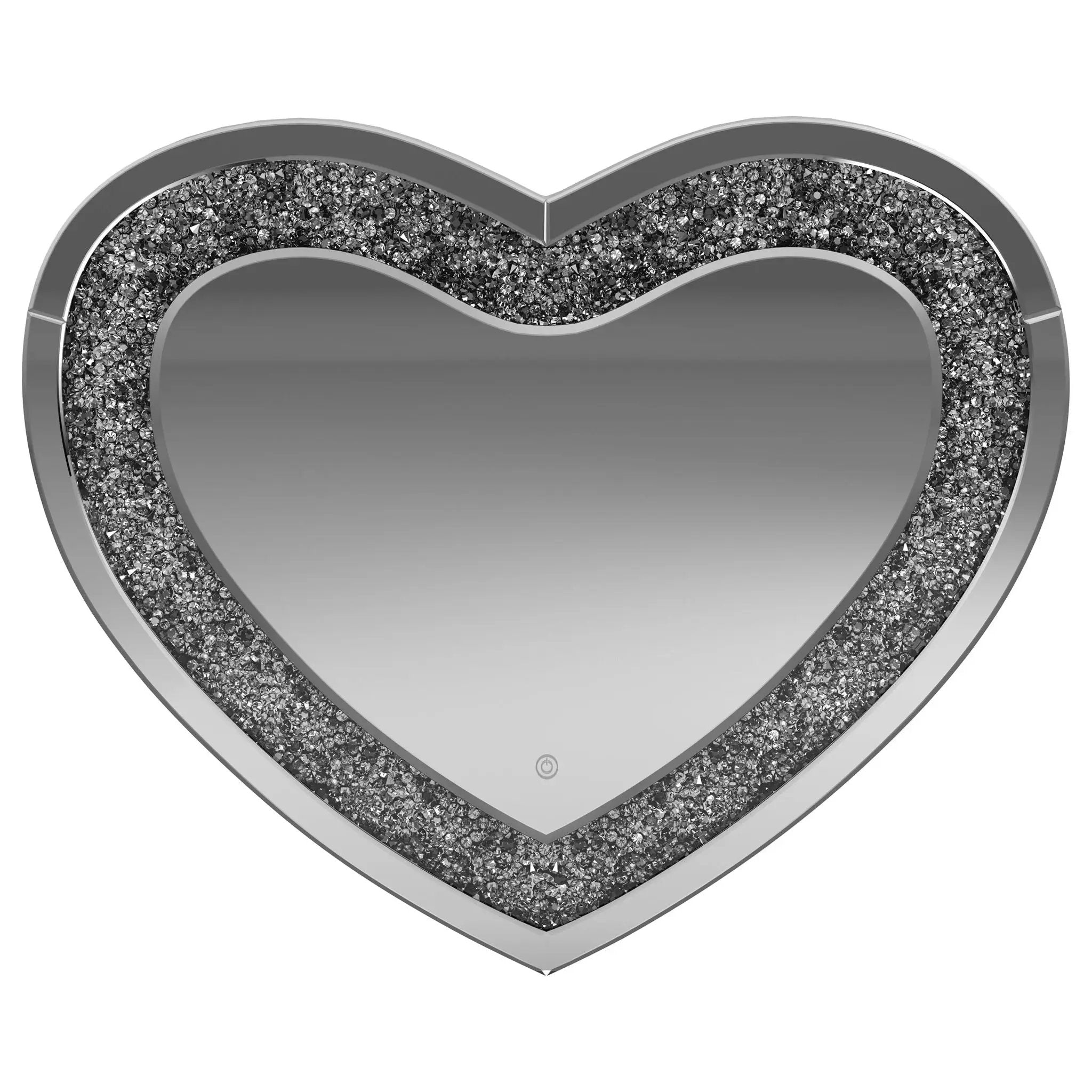 Aiko 36 x 30 Inch Heart Shaped LED Light Wall Mirror Silver by Unique Piece Furniture
