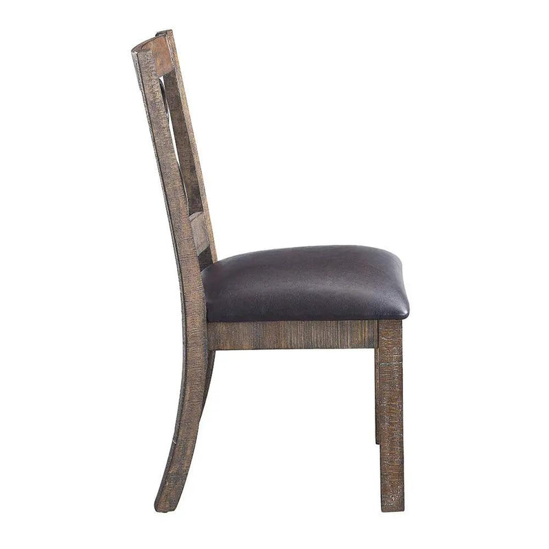 Raphaela - Side Chair (Set of 2) - Black Synthetic Leather & Weathered Cherry by Unique Piece Furniture