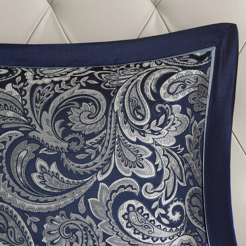 12 Piece Comforter Set with Cotton Bed Sheets Navy Queen by HouseOfZazla