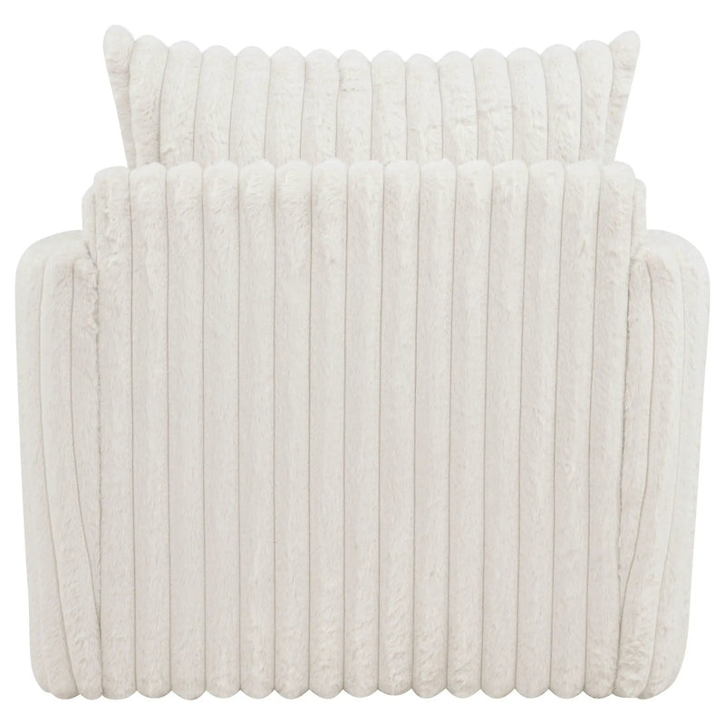 Sarco Corduroy Upholstered Swivel Accent Arm Chair Ivory by Unique Piece Furniture