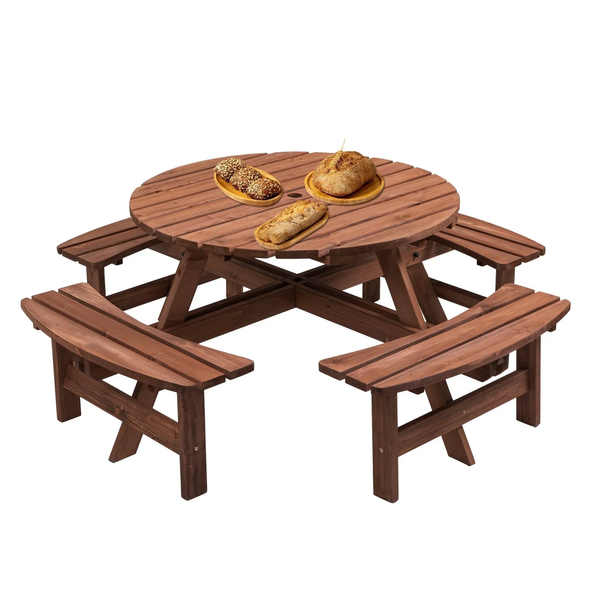 8 Person Wooden Picnic Table Outdoor Camping Dining Table with Seat by HouseOfZazla