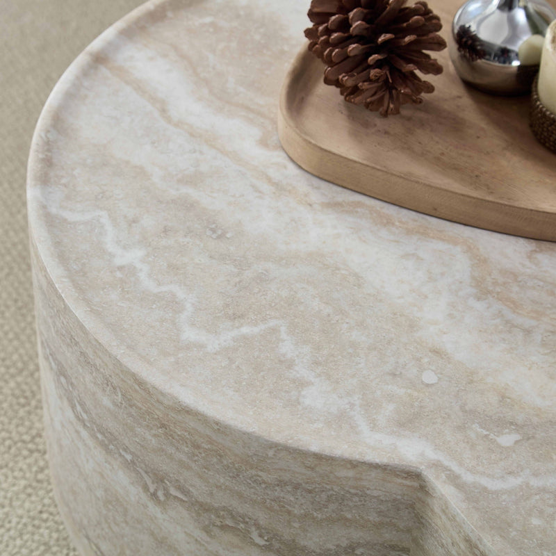 Clover Round Coffee Table With Open Storage - Marble by HouseOfZazla