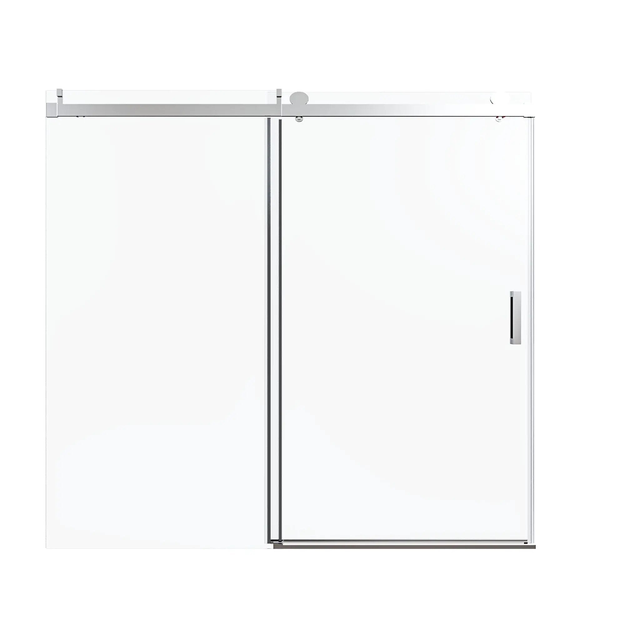 Frameless Single Sliding Soft Close Shower Doors, 3 / 8" Tempered Glass Reversible Installatio