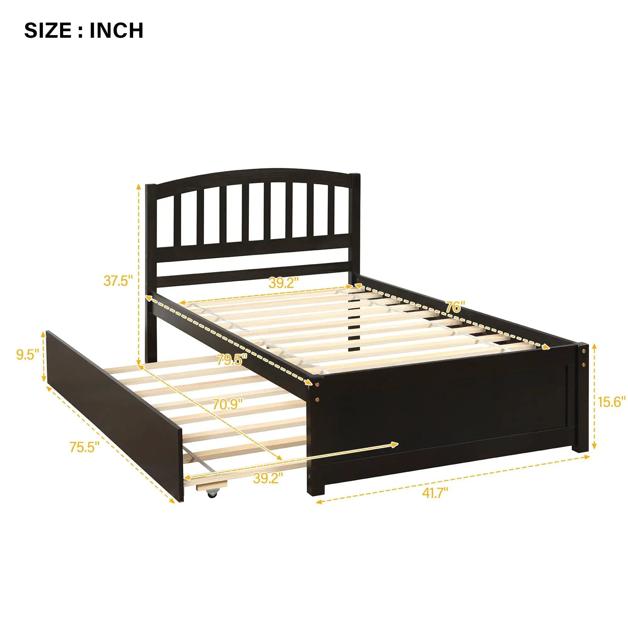 Platform Bed Wood Bed Frame With Trundle by HouseOfZazla