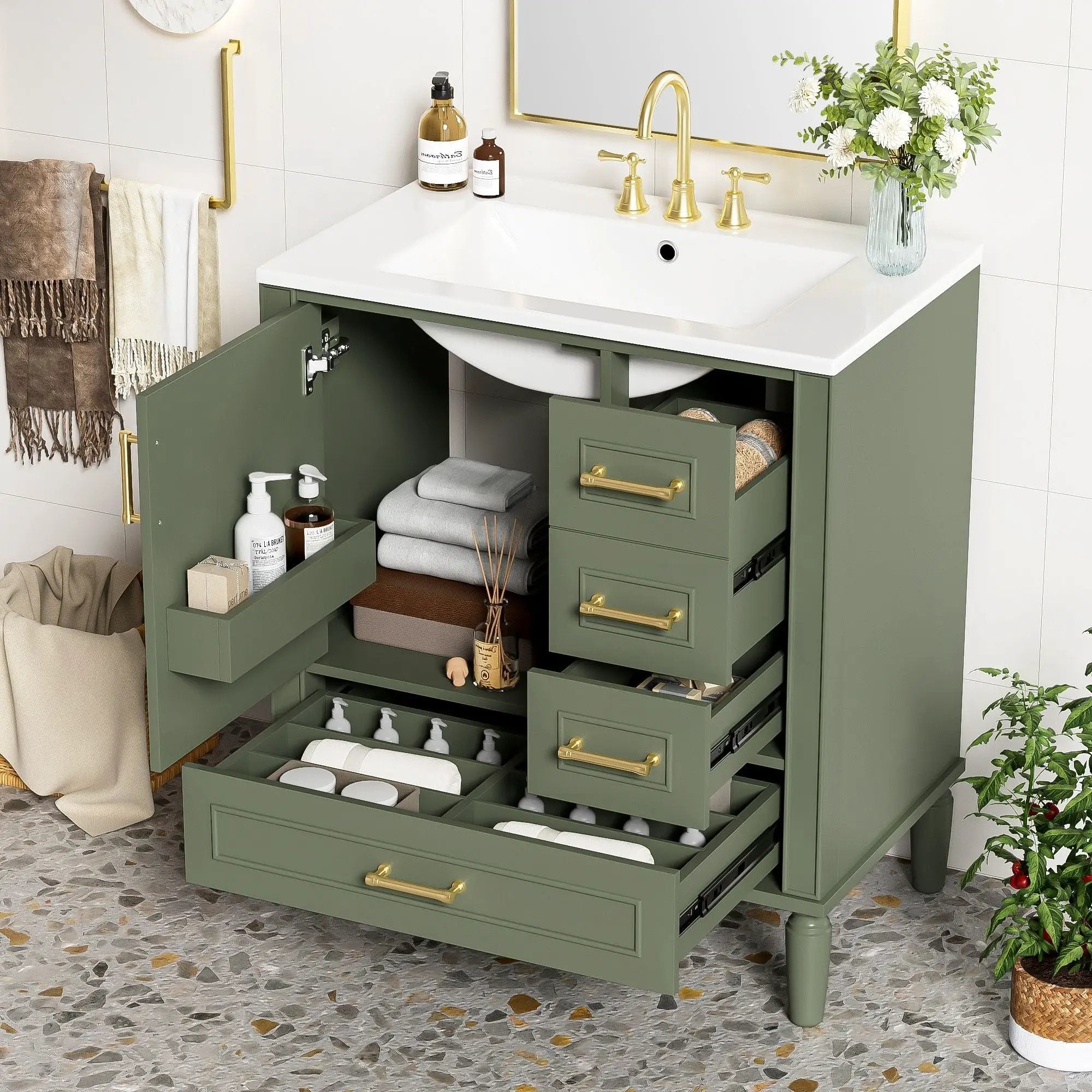 Traditional Bathroom Vanity Set With Soft Close Doors by Unique Piece Furniture