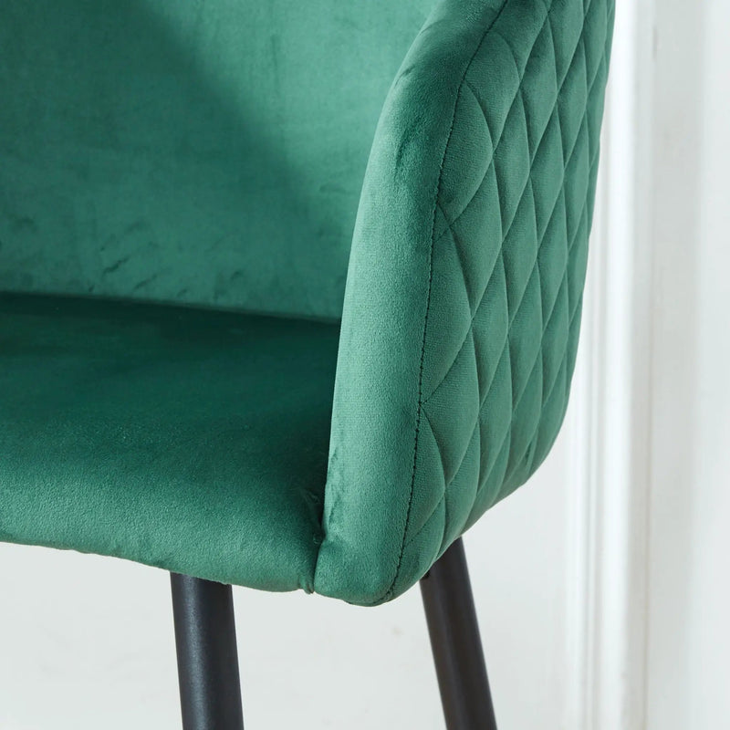 Counter Height Bar Stool, Metal Legs, Velvet Upholstered For Pub, Restaurant, Kitchen Island (Set of 2) - Black / Green by HouseOfZazla