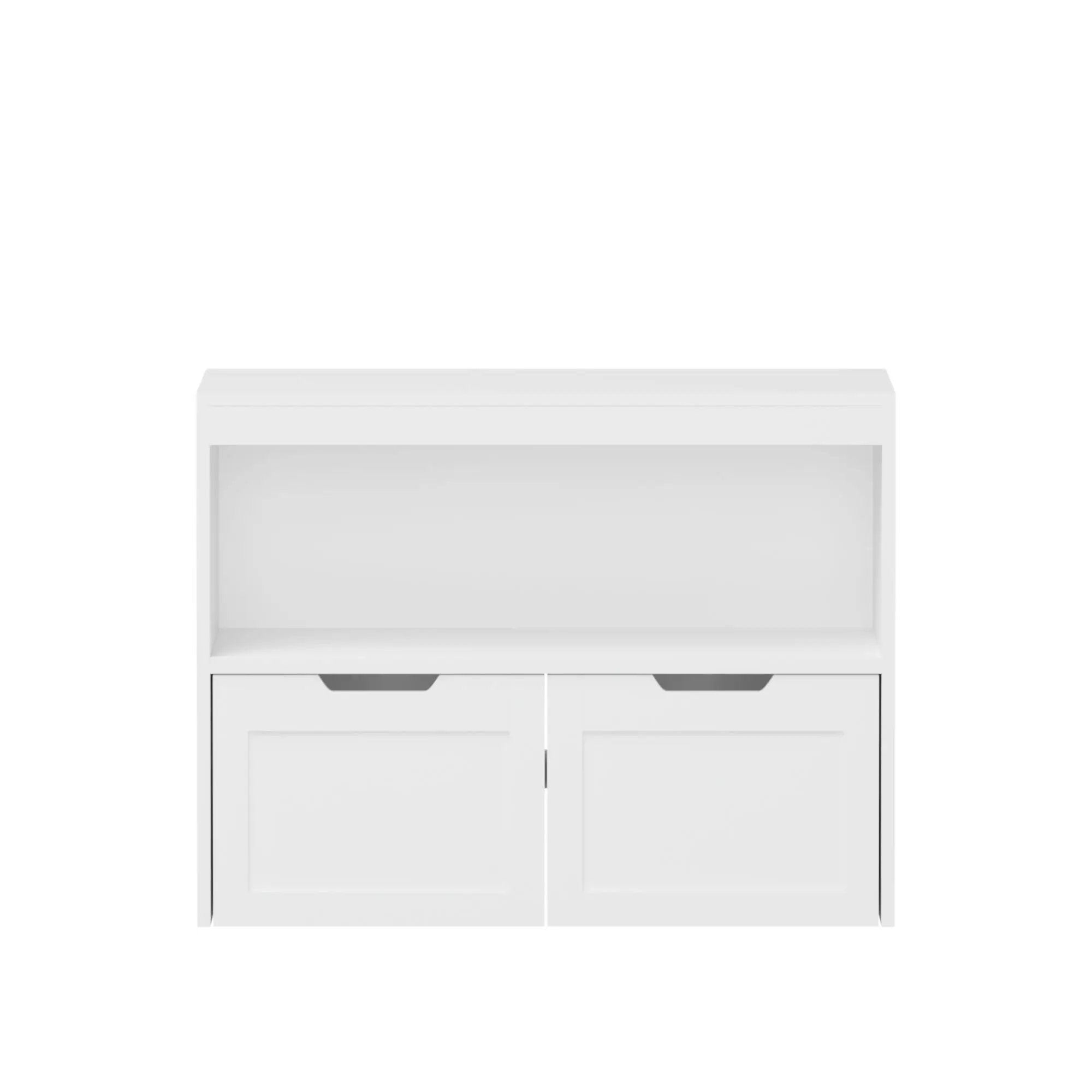 Book Organizer With Large Drawers And Open Shelves, Toy Storage Cabinet With Removable Wheels And Rounded Edges - White by Unique Piece Furniture