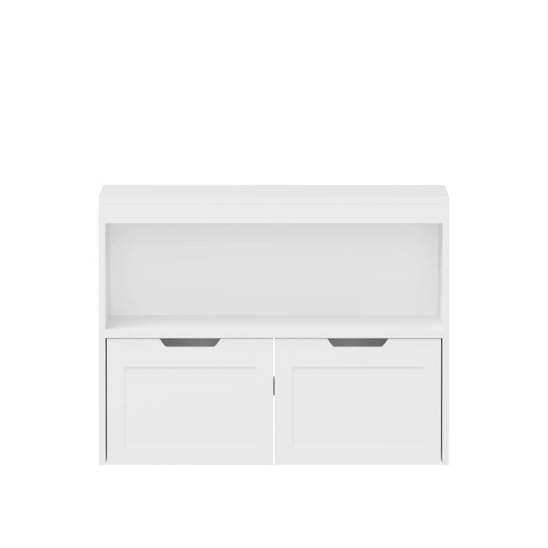 Book Organizer With Large Drawers And Open Shelves, Toy Storage Cabinet With Removable Wheels And Rounded Edges - White by Unique Piece Furniture