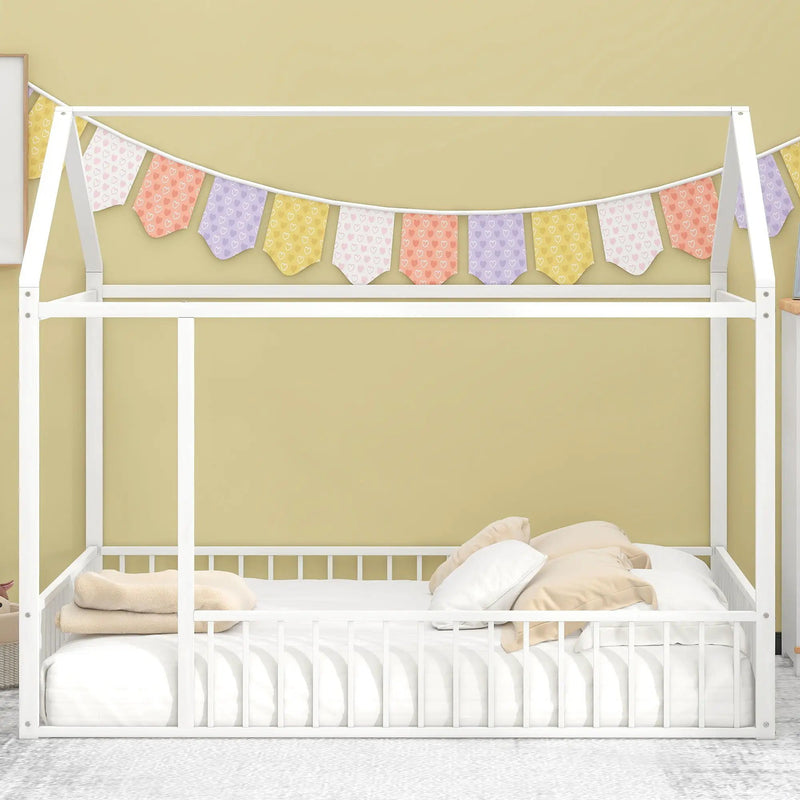 Metal Bed House Bed Frame With Fence by HouseOfZazla