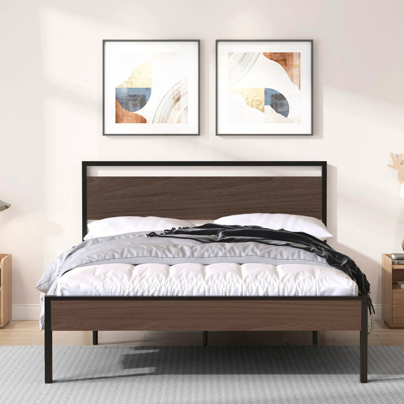 Ceres - Metal Bed With Wood Headboard & Footboard by Unique Piece Furniture