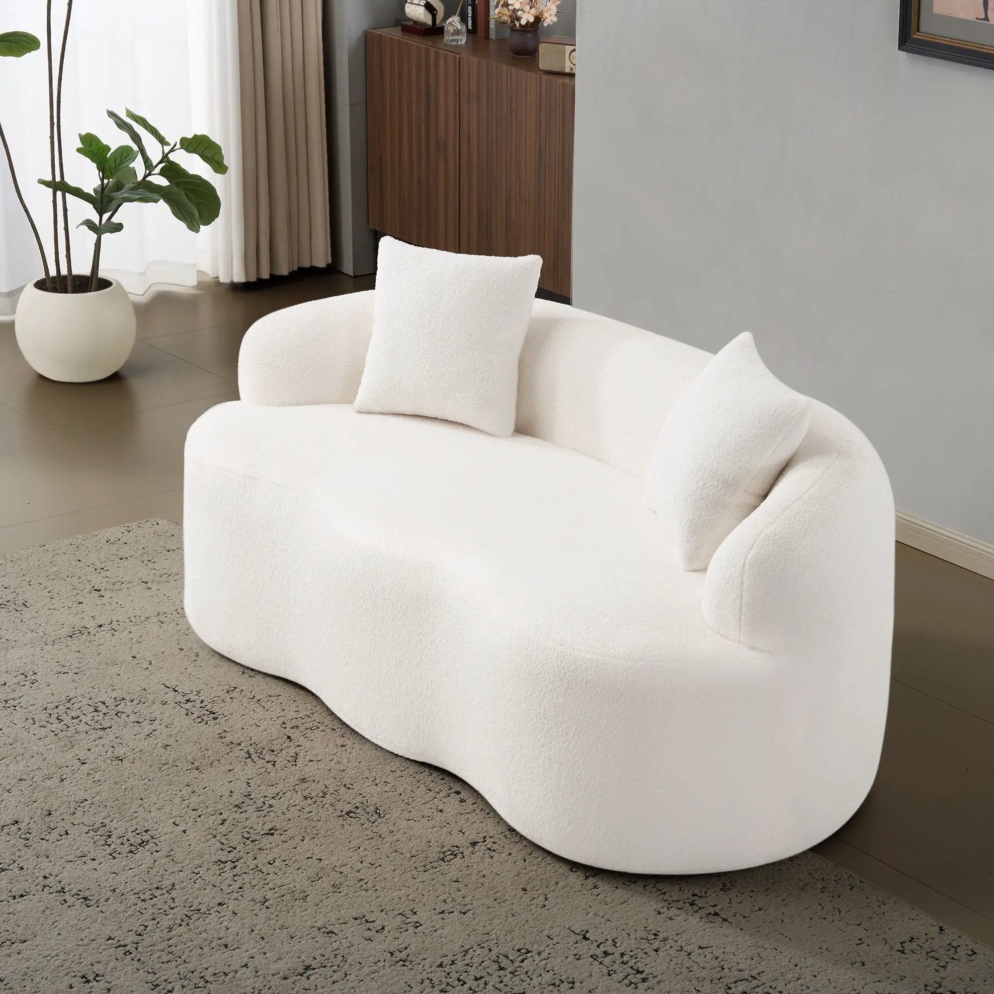 Curved Loveseat Sofa With Round Armrest by Unique Piece Furniture