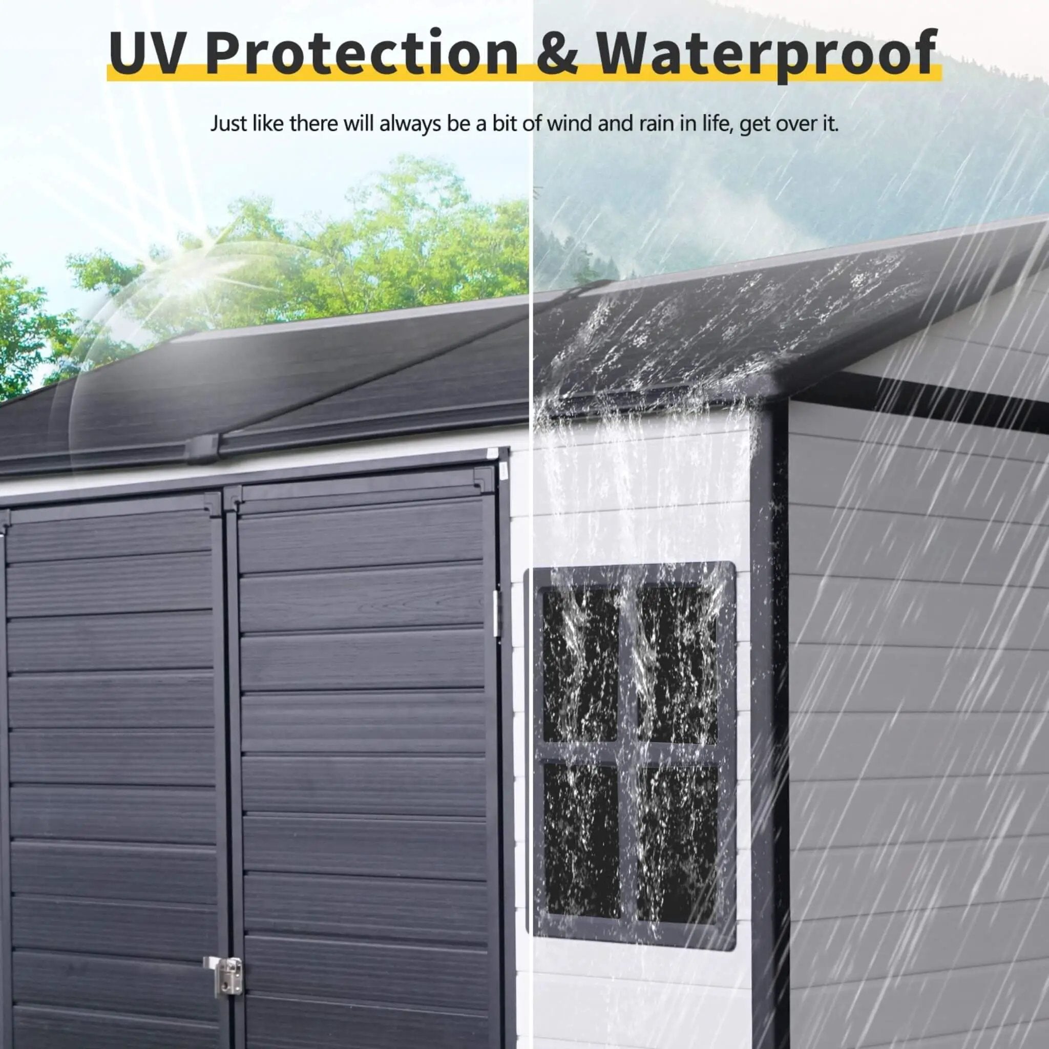 [06X08FT] Alora Heavy-Duty Outdoor Resin Storage Shed With Lockable Doors And Built-In Floor (SAK26342) by SAKSBY WHOLESALE