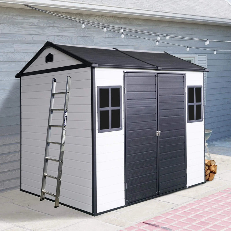 [06X08FT] Alora Heavy-Duty Outdoor Resin Storage Shed With Lockable Doors And Built-In Floor (SAK26342) by SAKSBY WHOLESALE