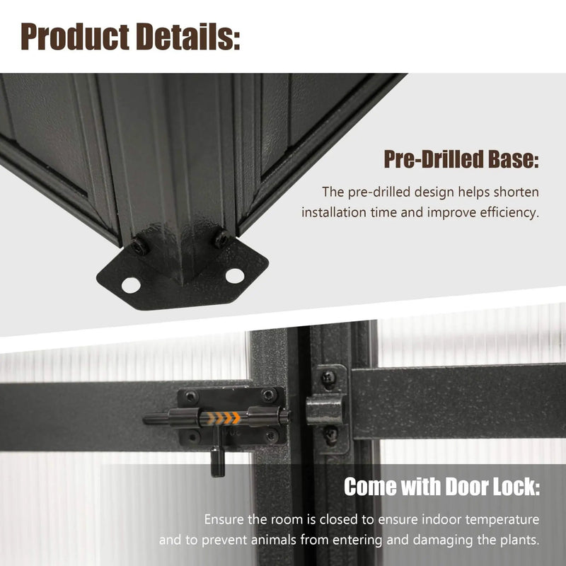 [06X08FT] Heavy-Duty Outdoor Polycarbonate Greenhouse With Fully Automatic Temperature Control Vent (SAK51892) by SAKSBY WHOLESALE