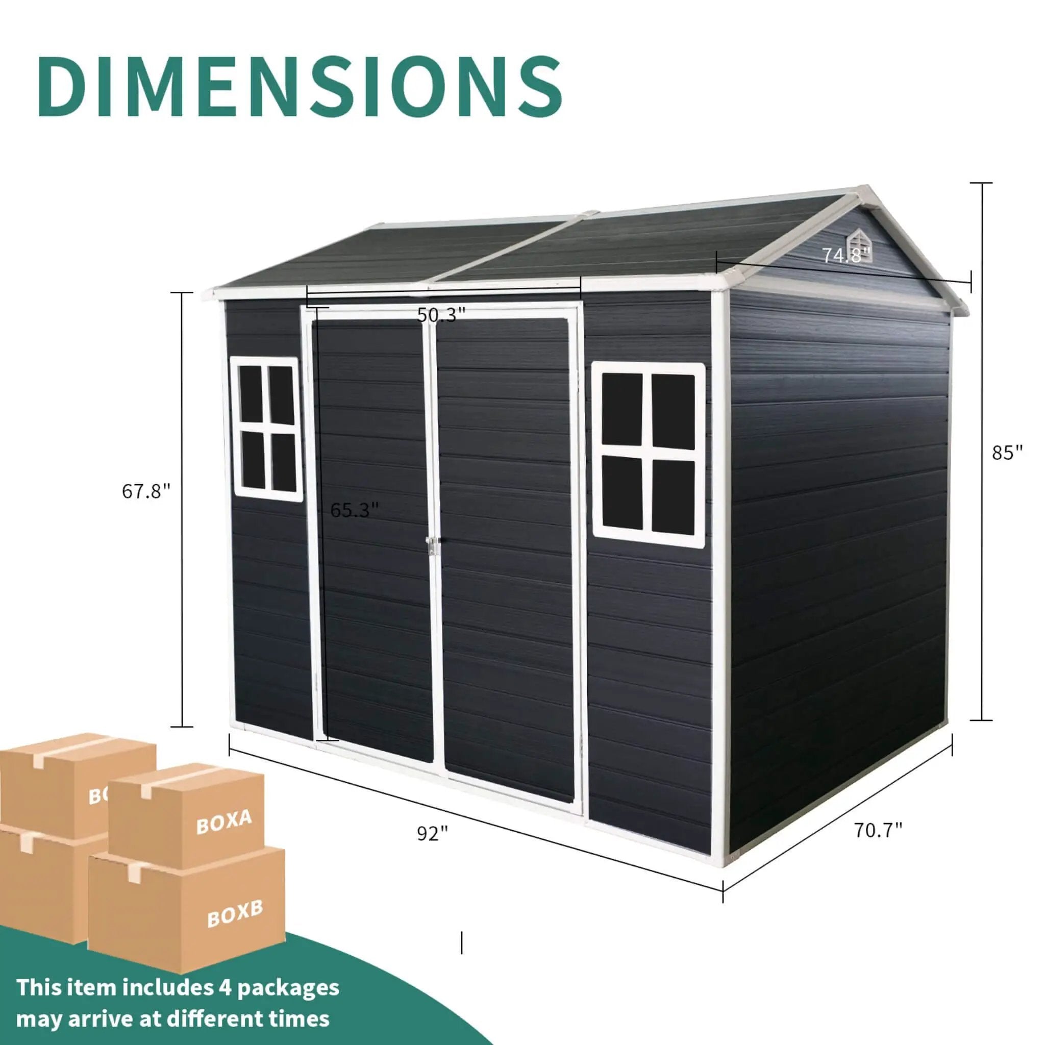 [06X08FT] Alora Outdoor Resin Patio Garden Shed With Floor, 2 Windows, And Lockable Doors (SAK54953) by SAKSBY WHOLESALE