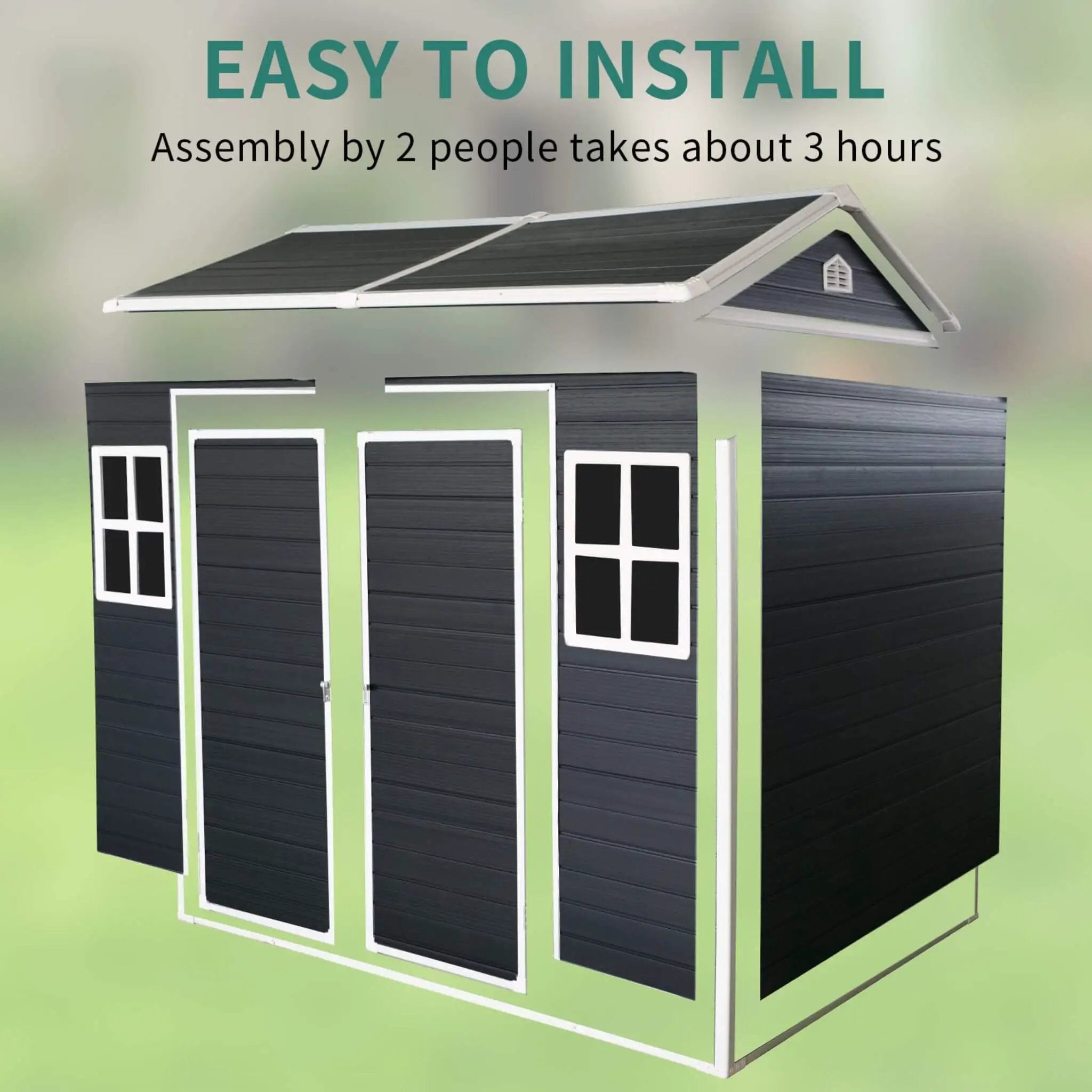 [06X08FT] Alora Outdoor Resin Patio Garden Shed With Floor, 2 Windows, And Lockable Doors (SAK54953) by SAKSBY WHOLESALE