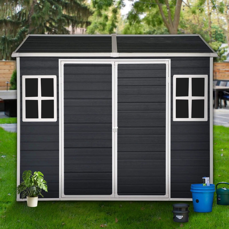 [06X08FT] Alora Outdoor Resin Patio Garden Shed With Floor, 2 Windows, And Lockable Doors (SAK54953) by SAKSBY WHOLESALE