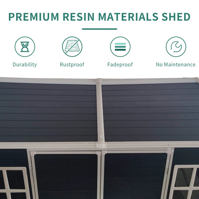 [06X08FT] Alora Outdoor Resin Patio Garden Shed With Floor, 2 Windows, And Lockable Doors (SAK54953) by SAKSBY WHOLESALE