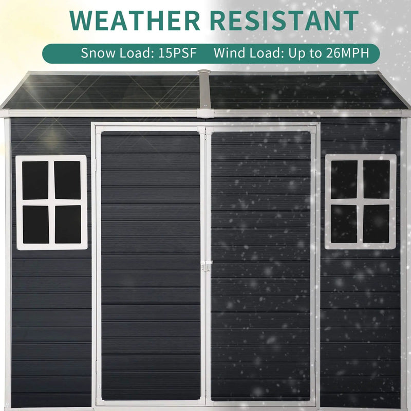 [06X08FT] Alora Outdoor Resin Patio Garden Shed With Floor, 2 Windows, And Lockable Doors (SAK54953) by SAKSBY WHOLESALE