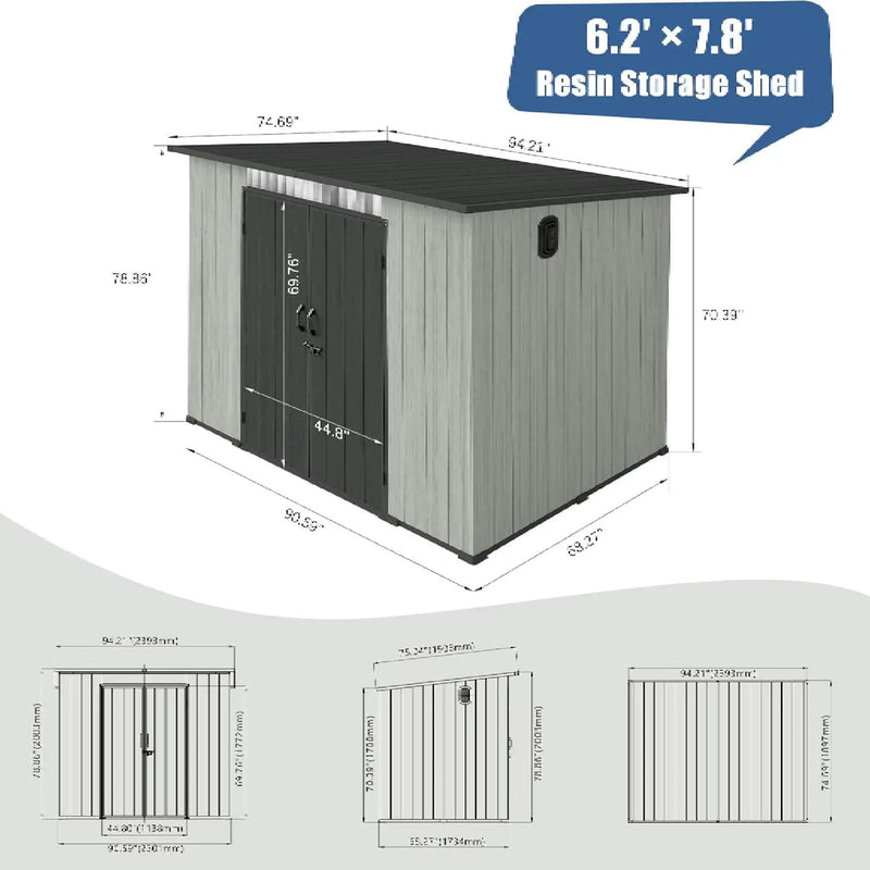 [06X08FT] Alora Outdoor Resin Storage Shed With Lockable Double Doors And Sloping Roof (SAK73286) by SAKSBY WHOLESALE