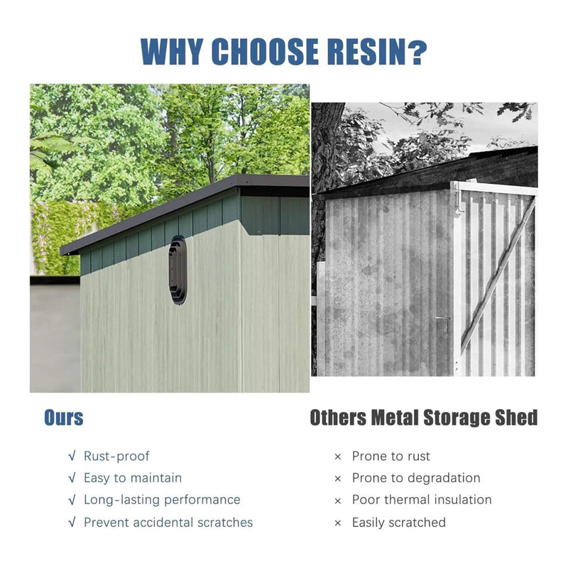 [06X08FT] Alora Outdoor Resin Storage Shed With Lockable Double Doors And Sloping Roof (SAK73286) by SAKSBY WHOLESALE