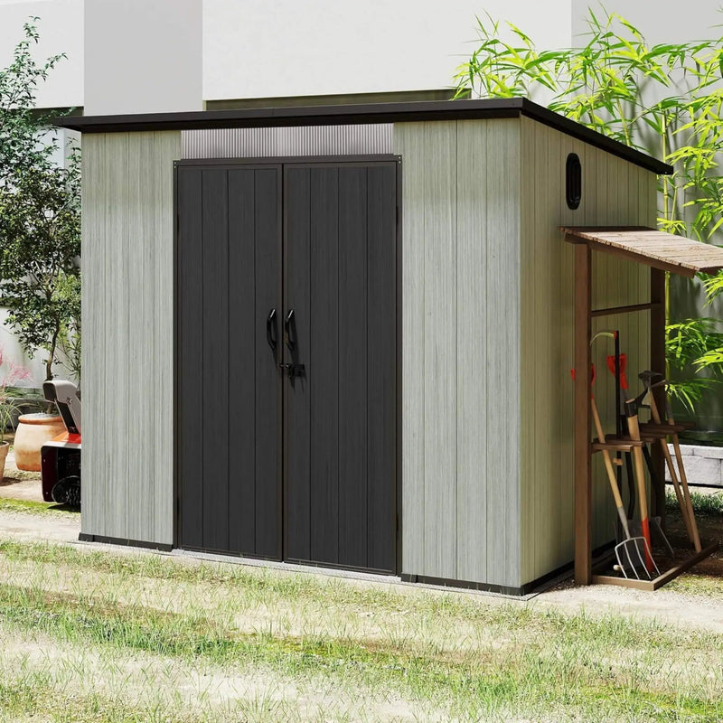 [06X08FT] Alora Outdoor Resin Storage Shed With Lockable Double Doors And Sloping Roof (SAK73286) by SAKSBY WHOLESALE