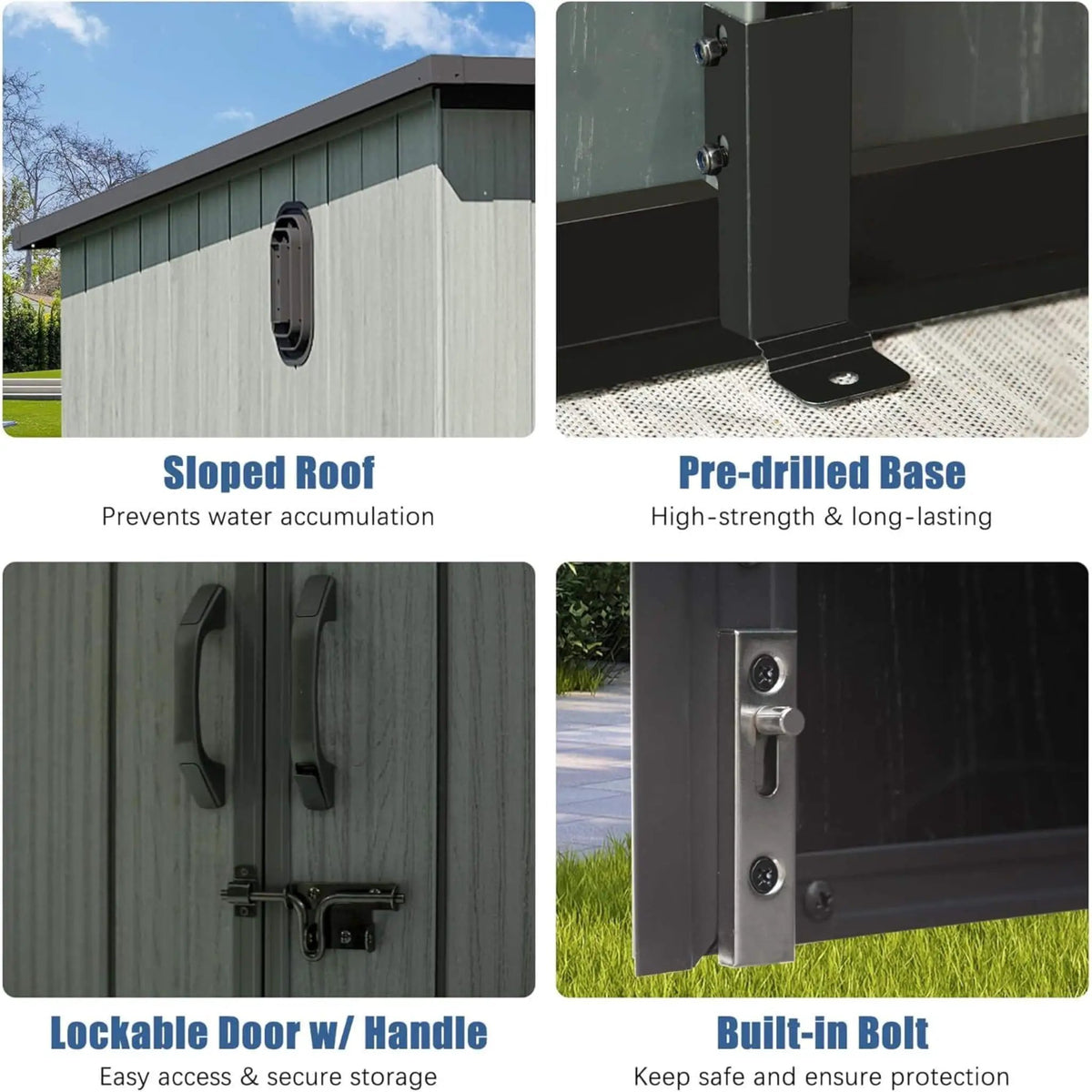 [06X08FT] Alora Outdoor Resin Storage Shed With Lockable Double Doors And Sloping Roof (SAK73286) by SAKSBY WHOLESALE
