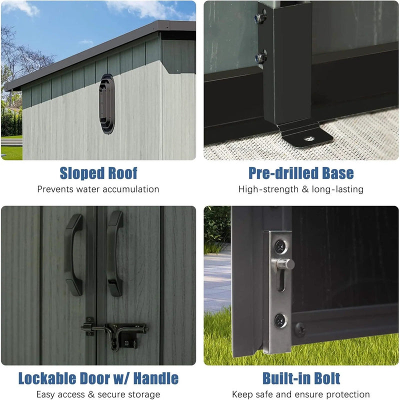 [06X08FT] Alora Outdoor Resin Storage Shed With Lockable Double Doors And Sloping Roof (SAK73286) by SAKSBY WHOLESALE