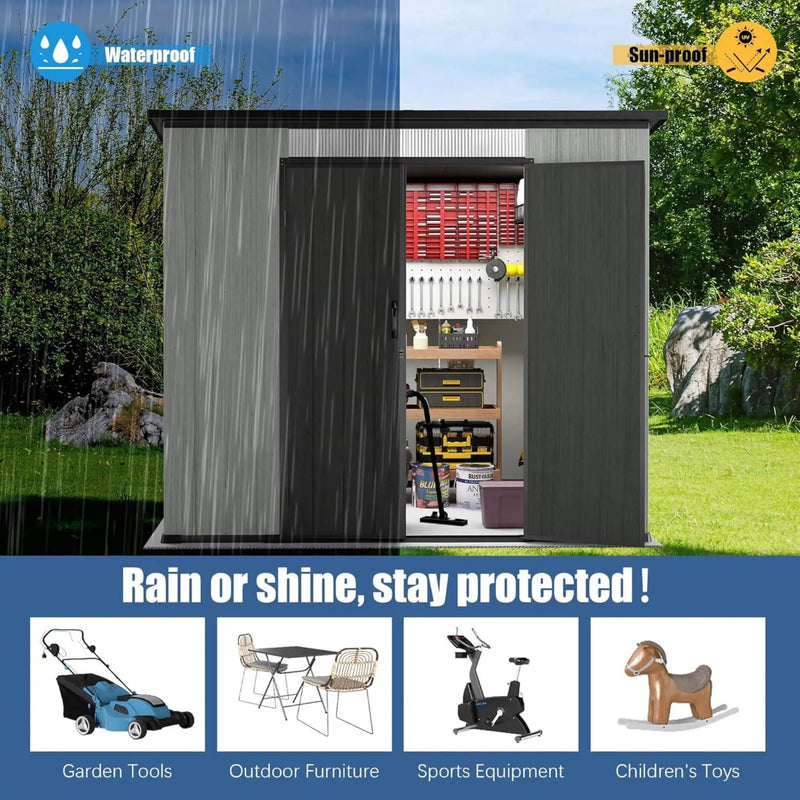 [06X08FT] Alora Outdoor Resin Storage Shed With Lockable Double Doors And Sloping Roof (SAK73286) by SAKSBY WHOLESALE