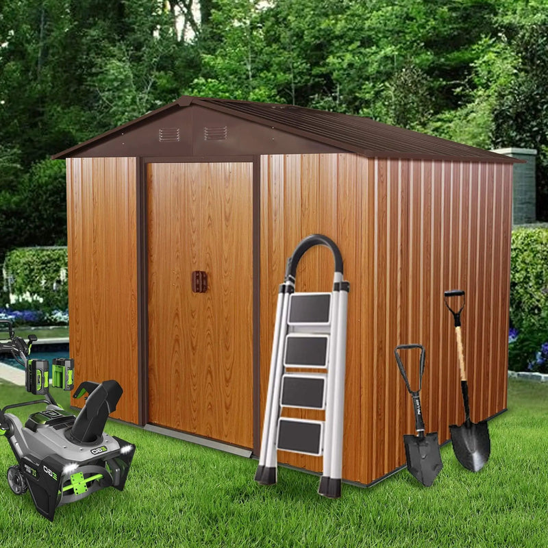 [06X08FT] Alora Premium Outdoor Metal Storage Shed With Metal Floor Frame (SAK95204) by SAKSBY WHOLESALE