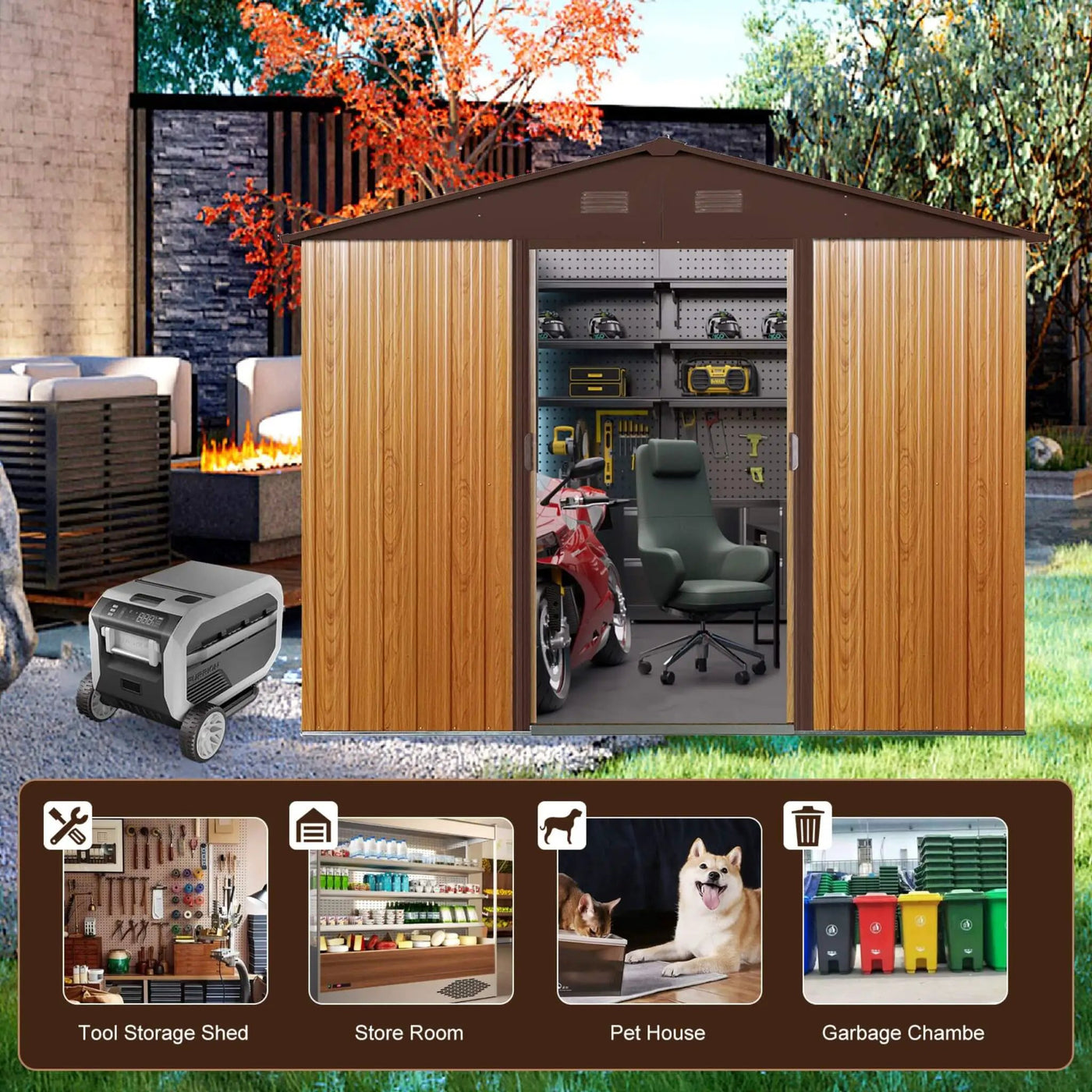 [06X08FT] Premium Outdoor Metal Storage Shed With Metal Floor Frame (SAK95204) by SAKSBY WHOLESALE