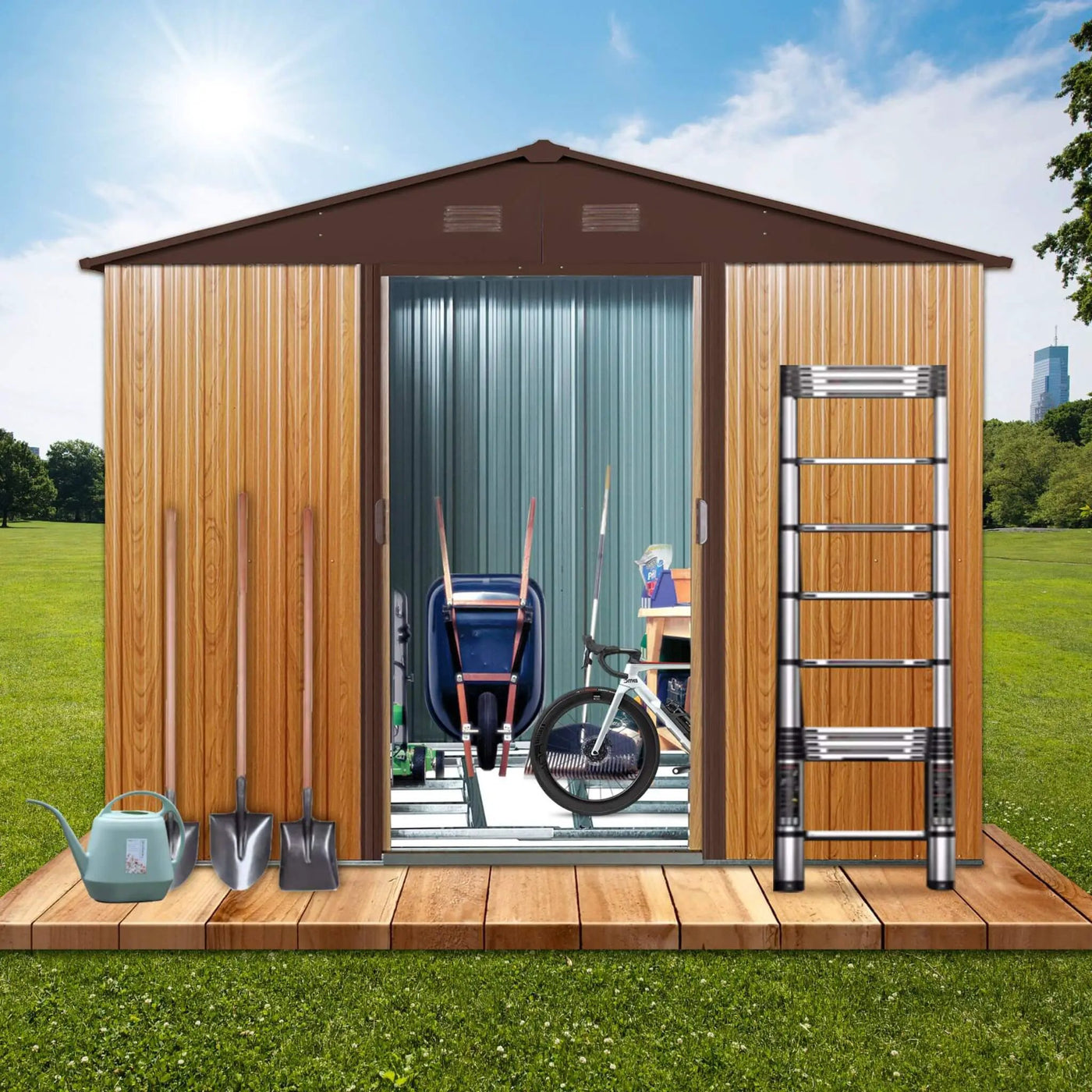 [06X08FT] Premium Outdoor Metal Storage Shed With Metal Floor Frame (SAK95204) by SAKSBY WHOLESALE